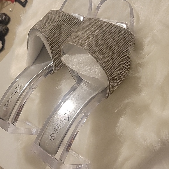 Clear/ Rhinestone Block Heels - Picture 4 of 5